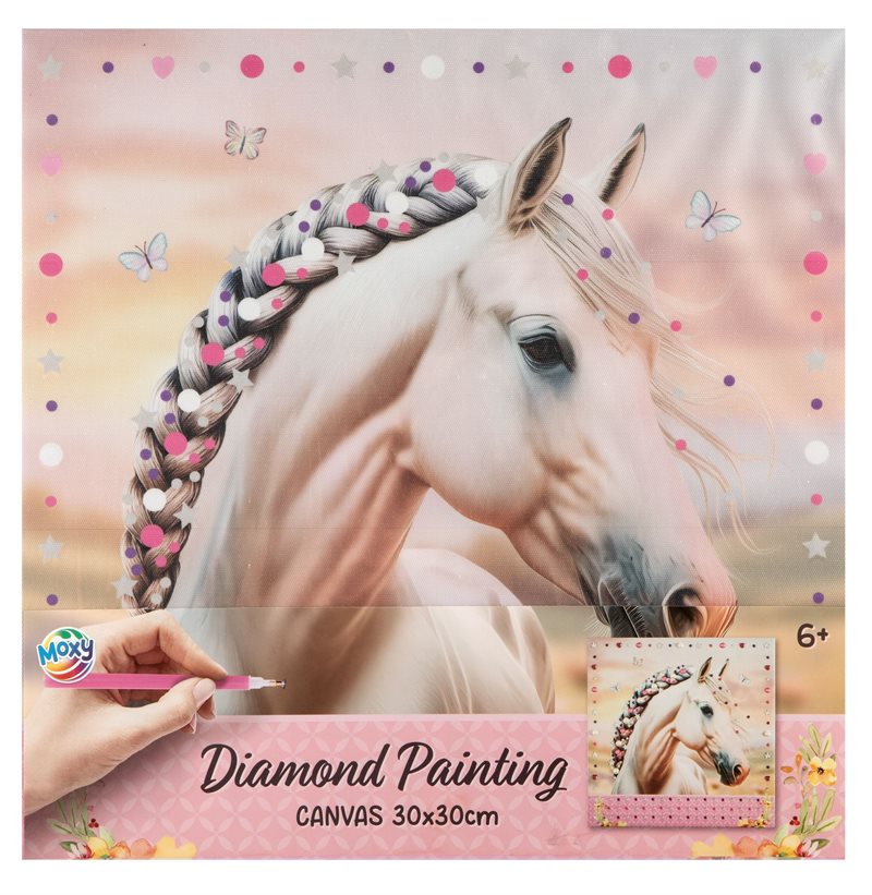 Diamond painting på duk : Häst, 30 x 30 cm