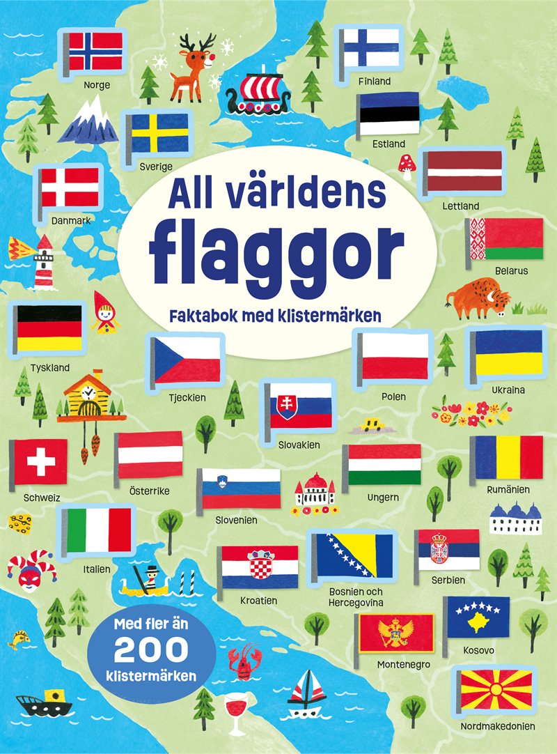 All världens flaggor : faktabok med klistermärken