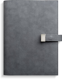 Dagbok, grå mocka med slejf